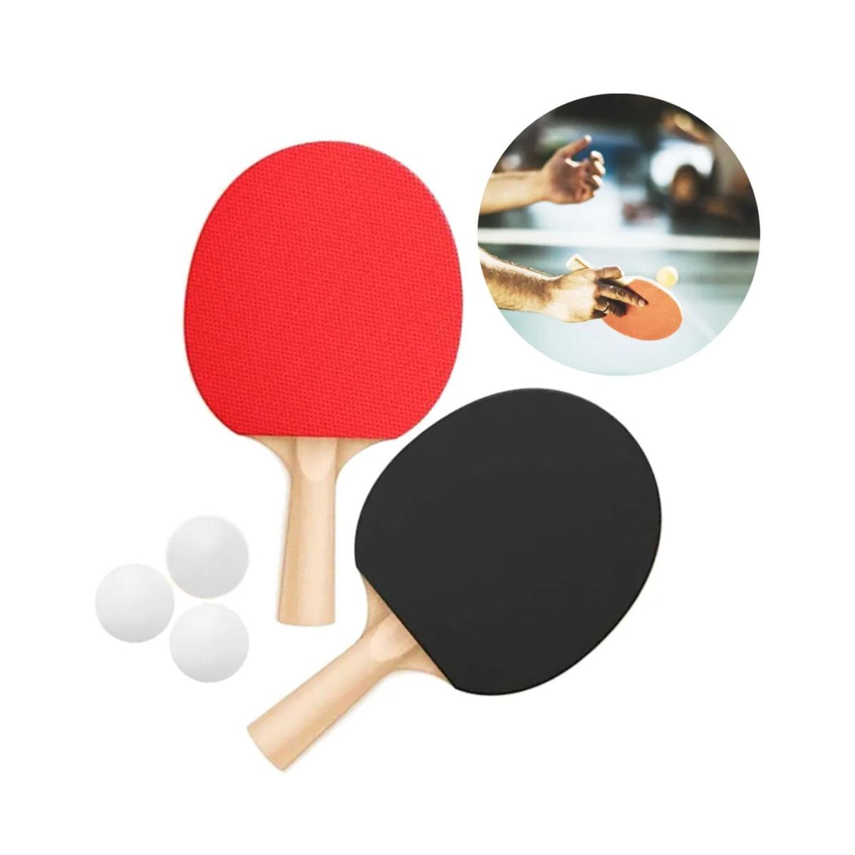 GENERICO - Juguete Pack 2 Paletas De Ping Pong Con 3 Pelotas Infantil