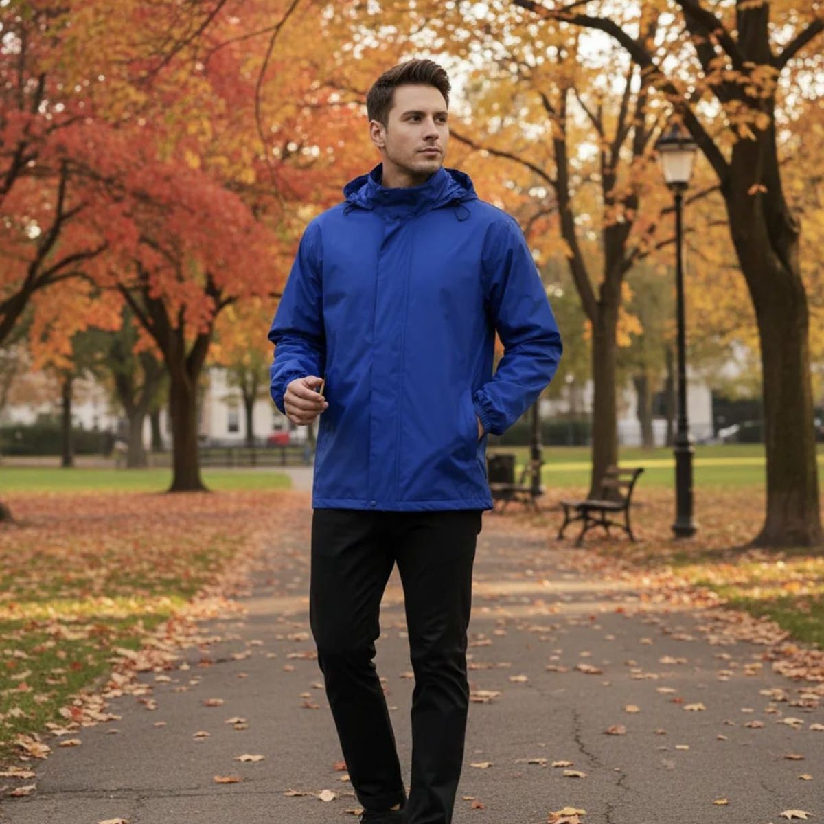 BLUE MOUNTAIN - Chaqueta Corta Viento Hombre Termica Impermeable upf50