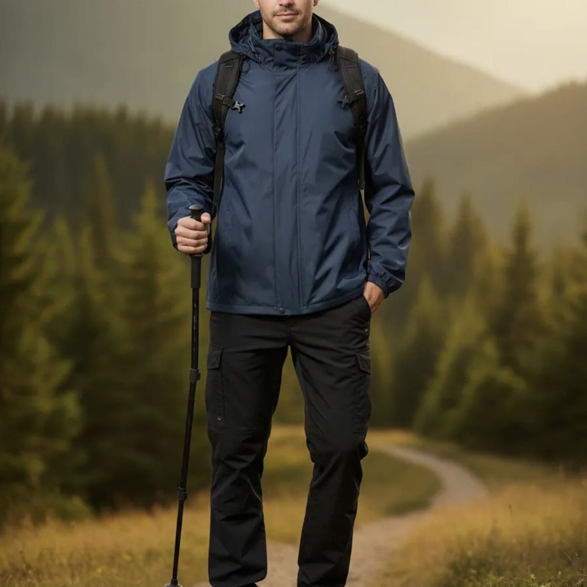 BLUE MOUNTAIN - Chaqueta Corta Viento Hombre Termica Impermeable upf50