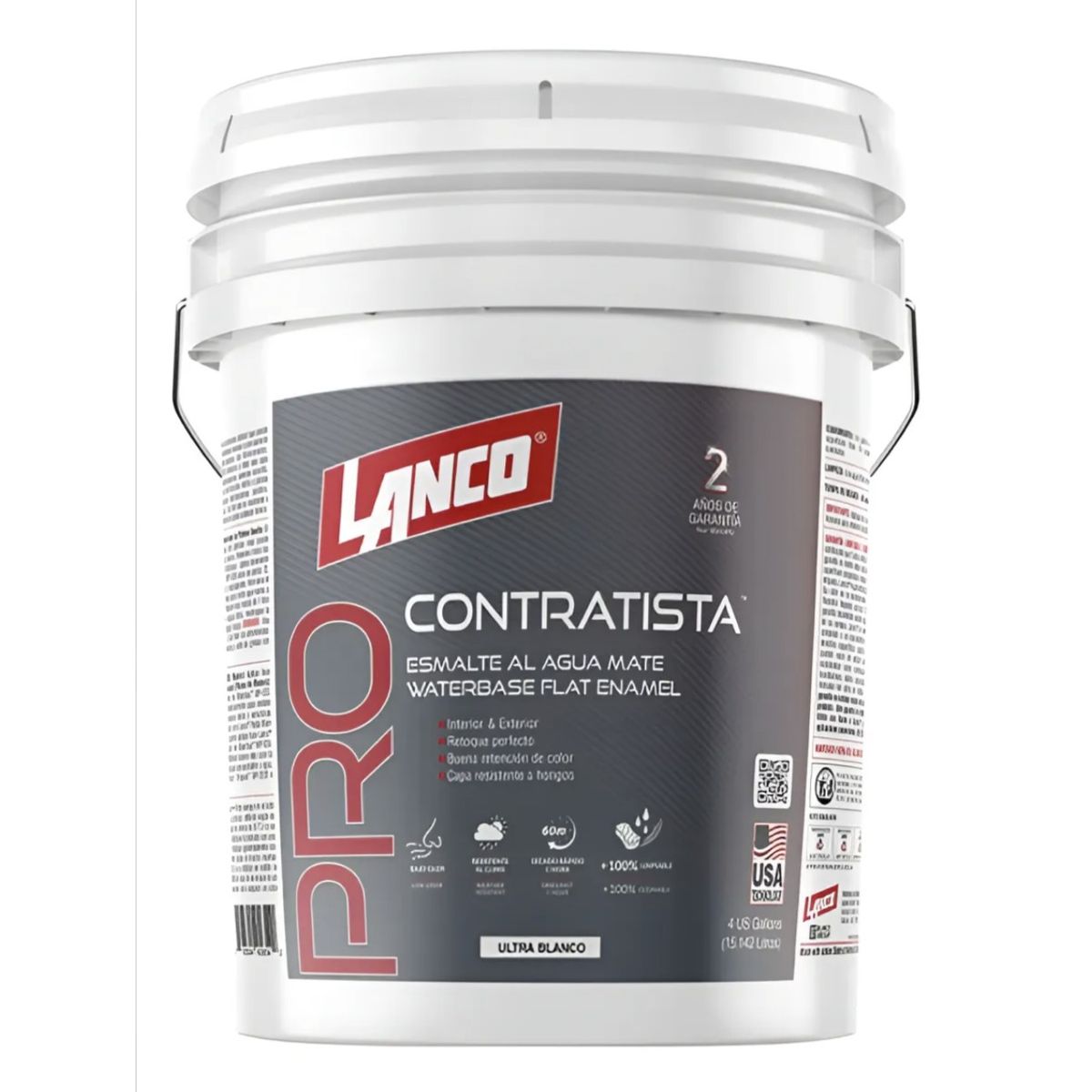 LANCO - Esmalte Al Agua Pro Contratista Tineta (15.1) Blanco Lanco 4 gl