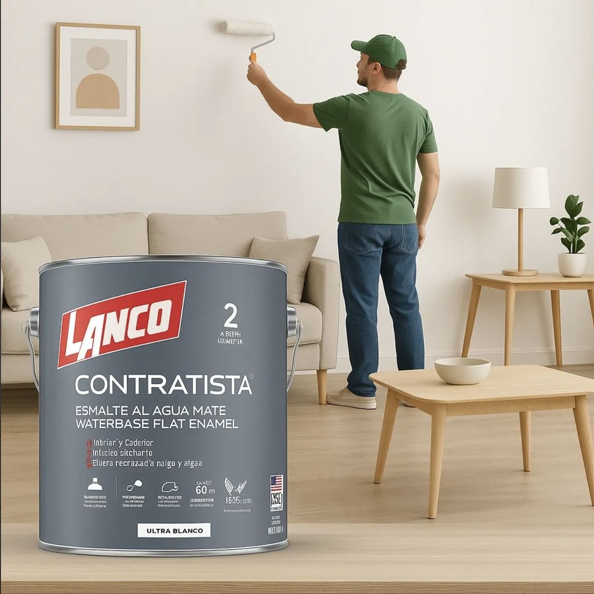 LANCO - Esmalte Al Agua Pro Contratista Tineta (15.1) Blanco Lanco 4 gl