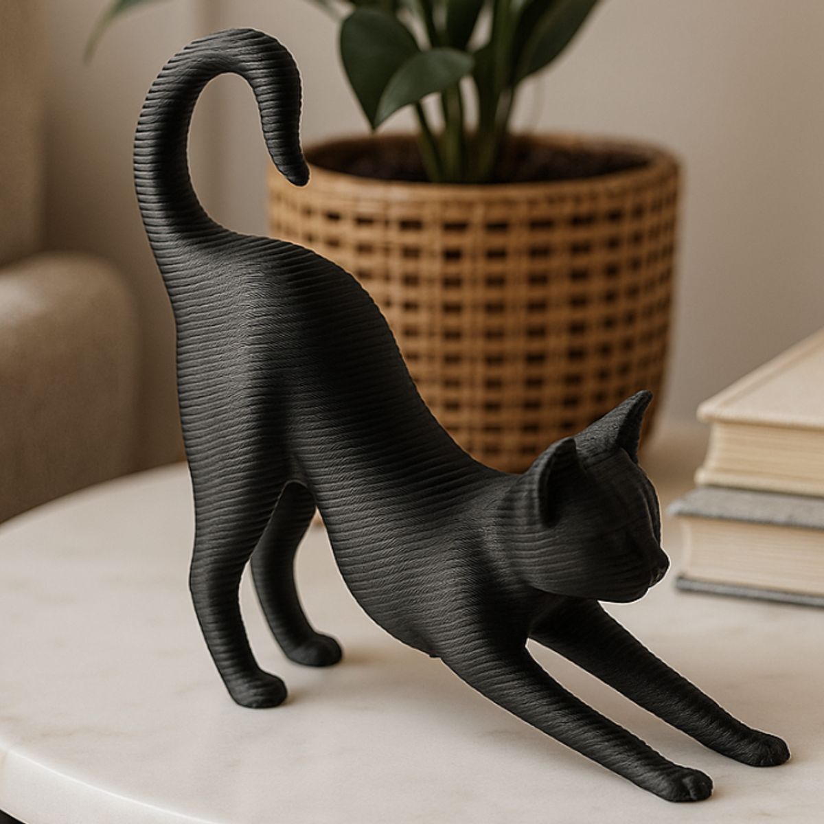 GENERICO - Figura Decoración- Escultura Gato Estirándose