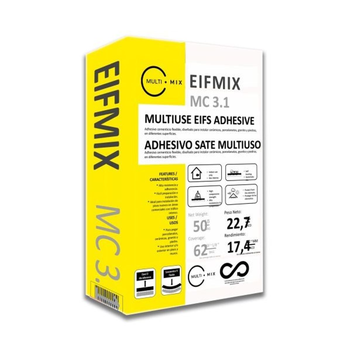 MULTIMIX - PACK 55 UNIDADES MORTERO ADHESIVO EIFS MULTICOAT 3.1 SACO 25 Kg