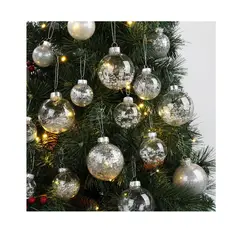 GENERICO - SET de 24 esferas transparentes plateadas 5cm para árbol navideño