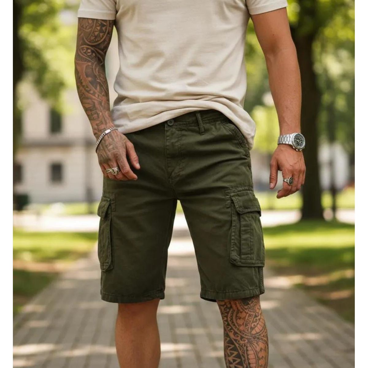 BLUE MOUNTAIN - Shorts cargo para hombre múltiple bolsillos Outdoor