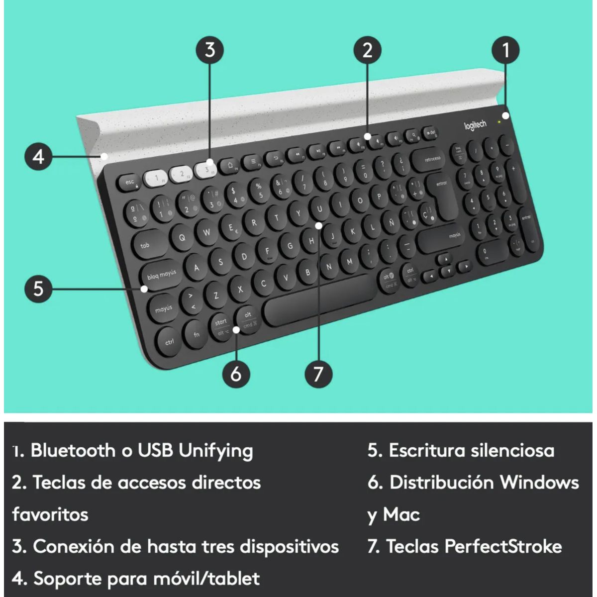LOGITECH - Teclado Logitech K780 BT MultiDispositivo Aluminio
