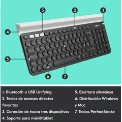 LOGITECH - Teclado K780 BT MultiDispositivo Aluminio