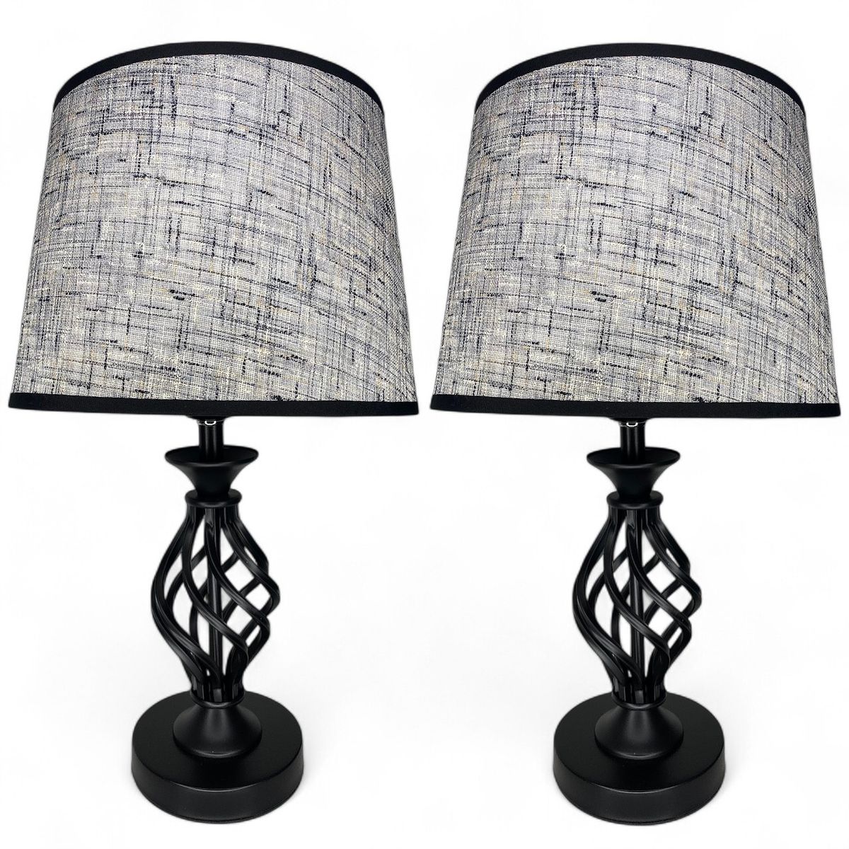 GENERICO - Lámpara Velador Mesa Sobremesa Dormitorio Living Moderna Decoracion Decorativas Elegante E27 Pack x2