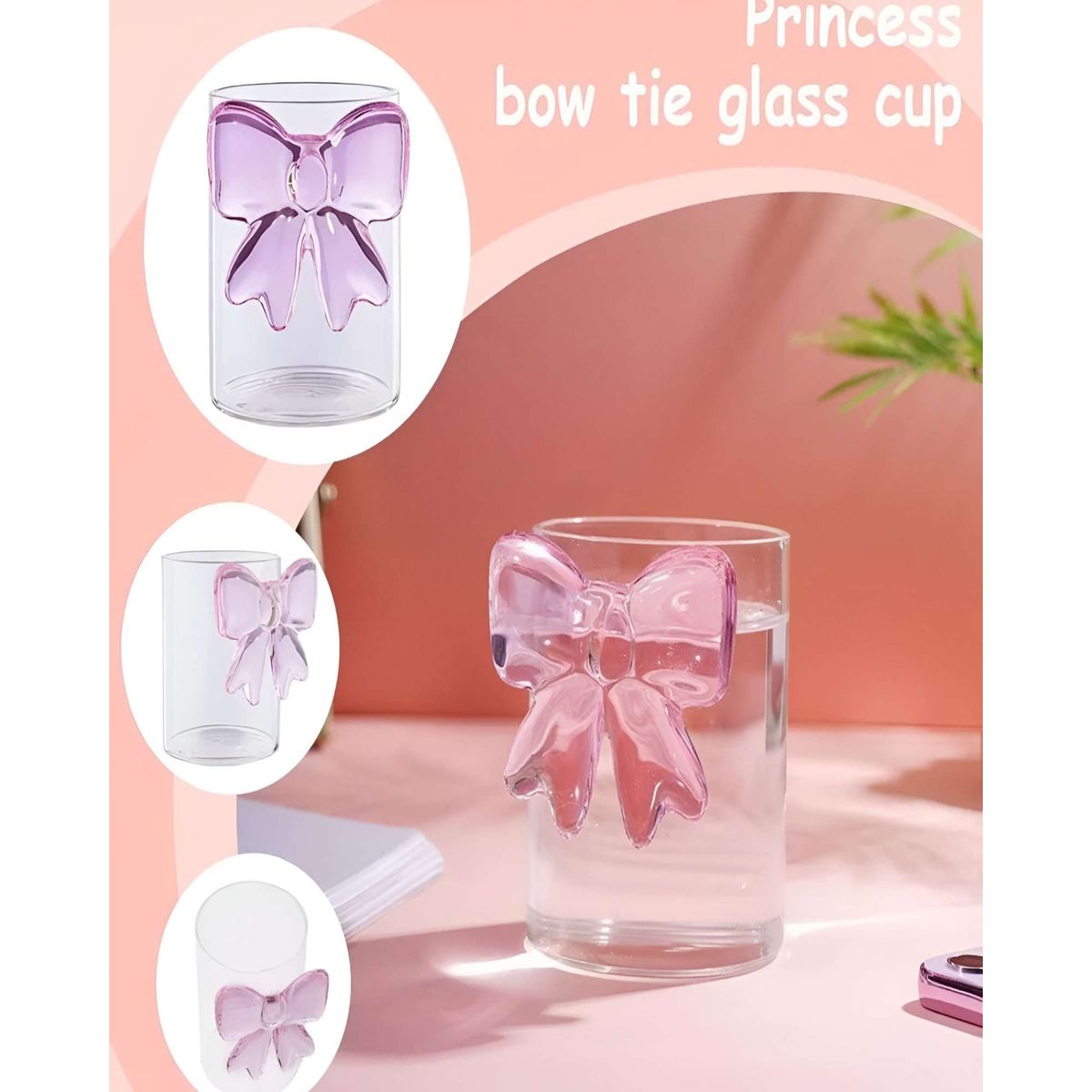 GENERICO - Set de 4 Vasos de Cristal con Lazo