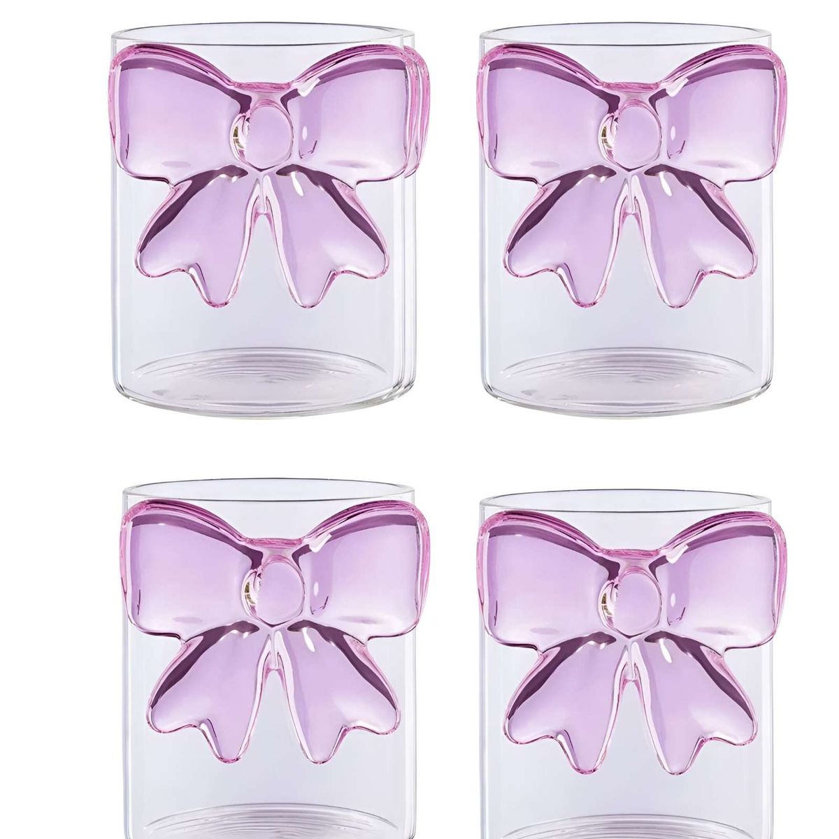 GENERICO - Set de 4 Vasos de Cristal con Lazo