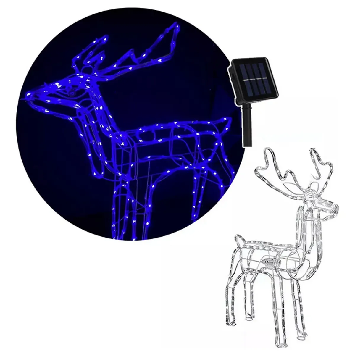 GENERICO - Reno Navideño Con Luz Led Solar 120cm Navidad Decorativo Azul