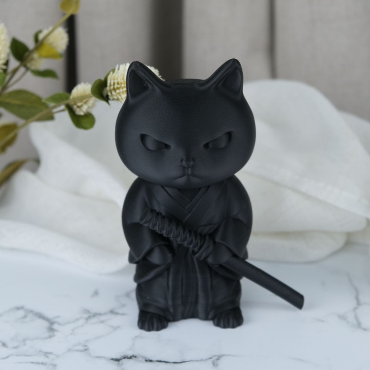 GENERICO - Figura Decoración- Escultura Gato Samurai