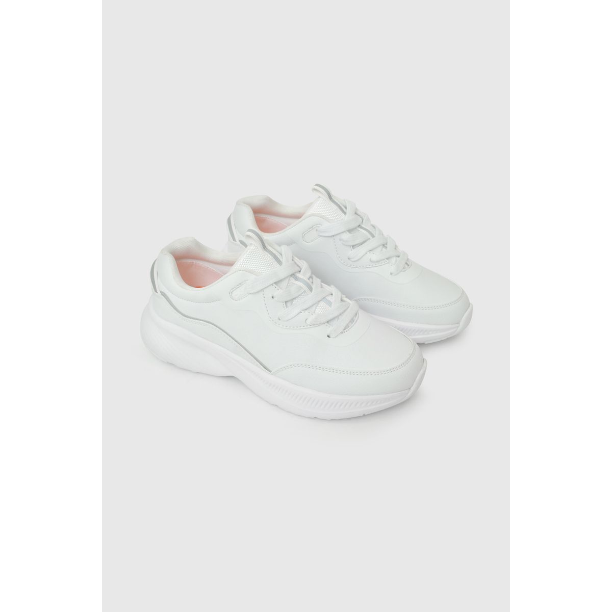 COLLOKY - Zapatilla Escolar Deportiva Unisex Blanca con Cordones y Suela Phylon