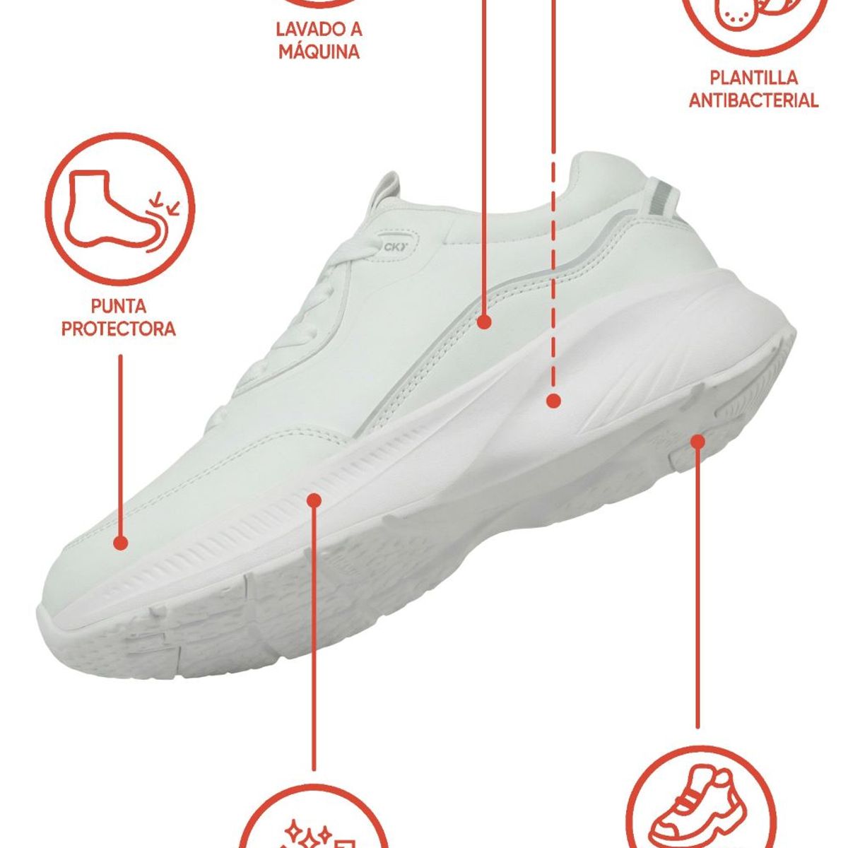 COLLOKY - Zapatilla Escolar Deportiva Unisex Blanca con Cordones y Suela Phylon