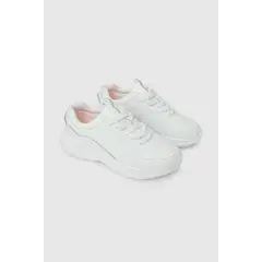COLLOKY - Zapatilla Escolar Deportiva Unisex Blanca con Cordones y Suela Phylon