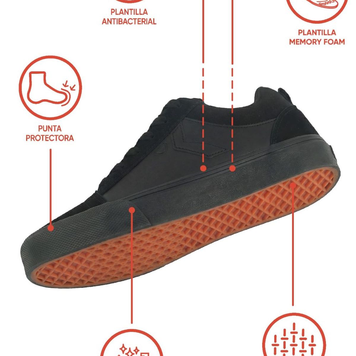 COLLOKY - Zapatilla Escolar Negra de niño con Cordones y Suela Antideslizante