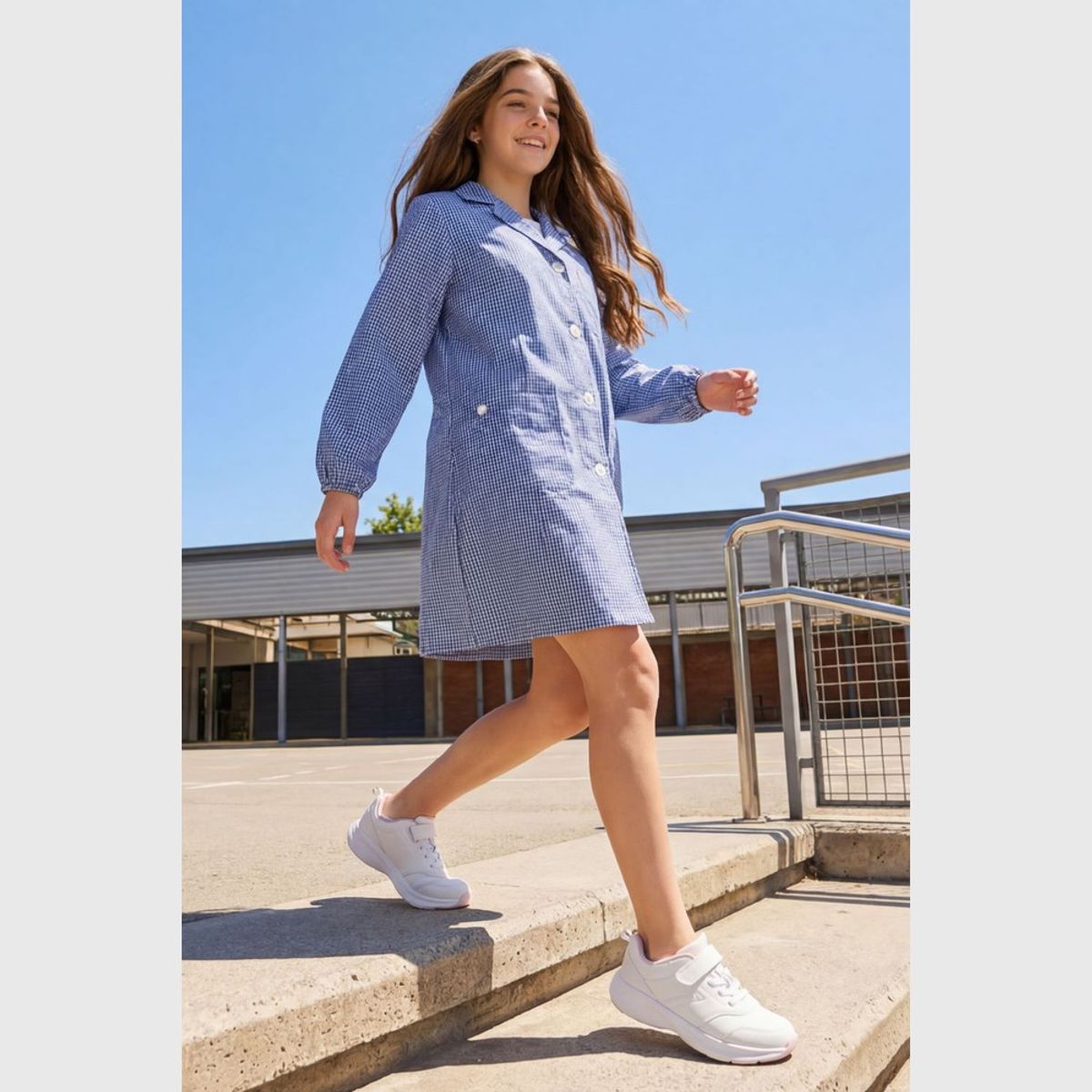 COLLOKY - Zapatilla Escolar Deportiva Blanca con Velcro Elástico