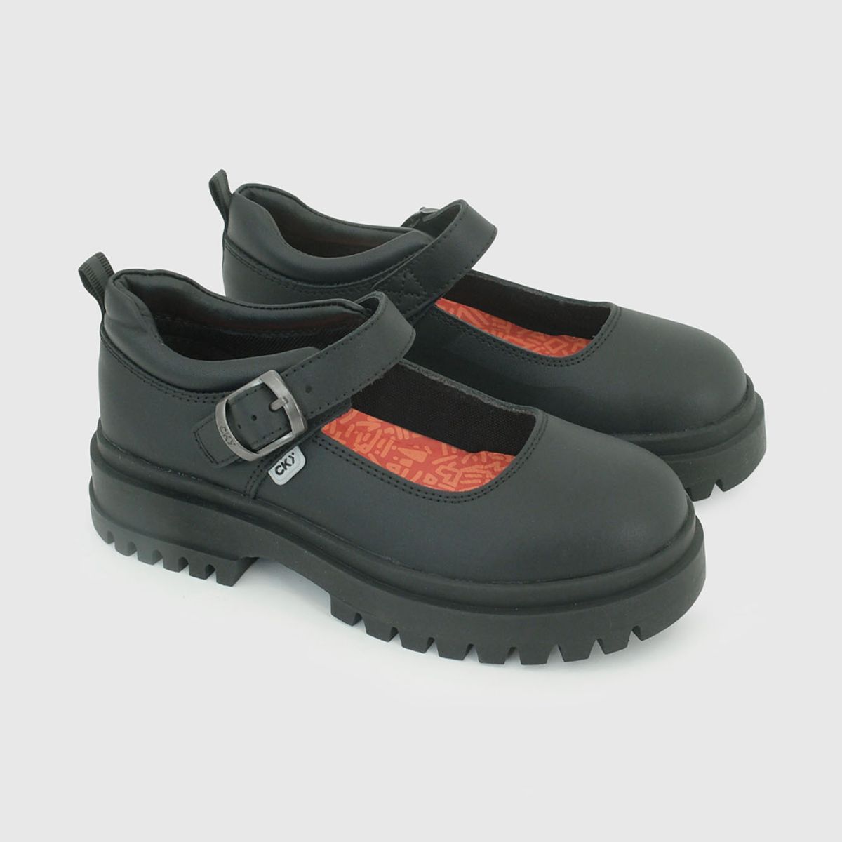 COLLOKY - Zapato Escolar Negro con Hebilla y Suela Antideslizante