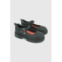 Zapato Escolar Negro con Hebilla y Suela Antideslizante