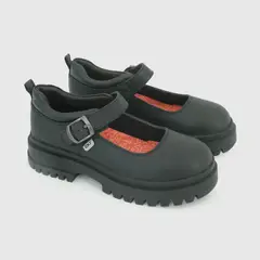 COLLOKY - Zapato Escolar de Niña Negro con cierre de hebilla