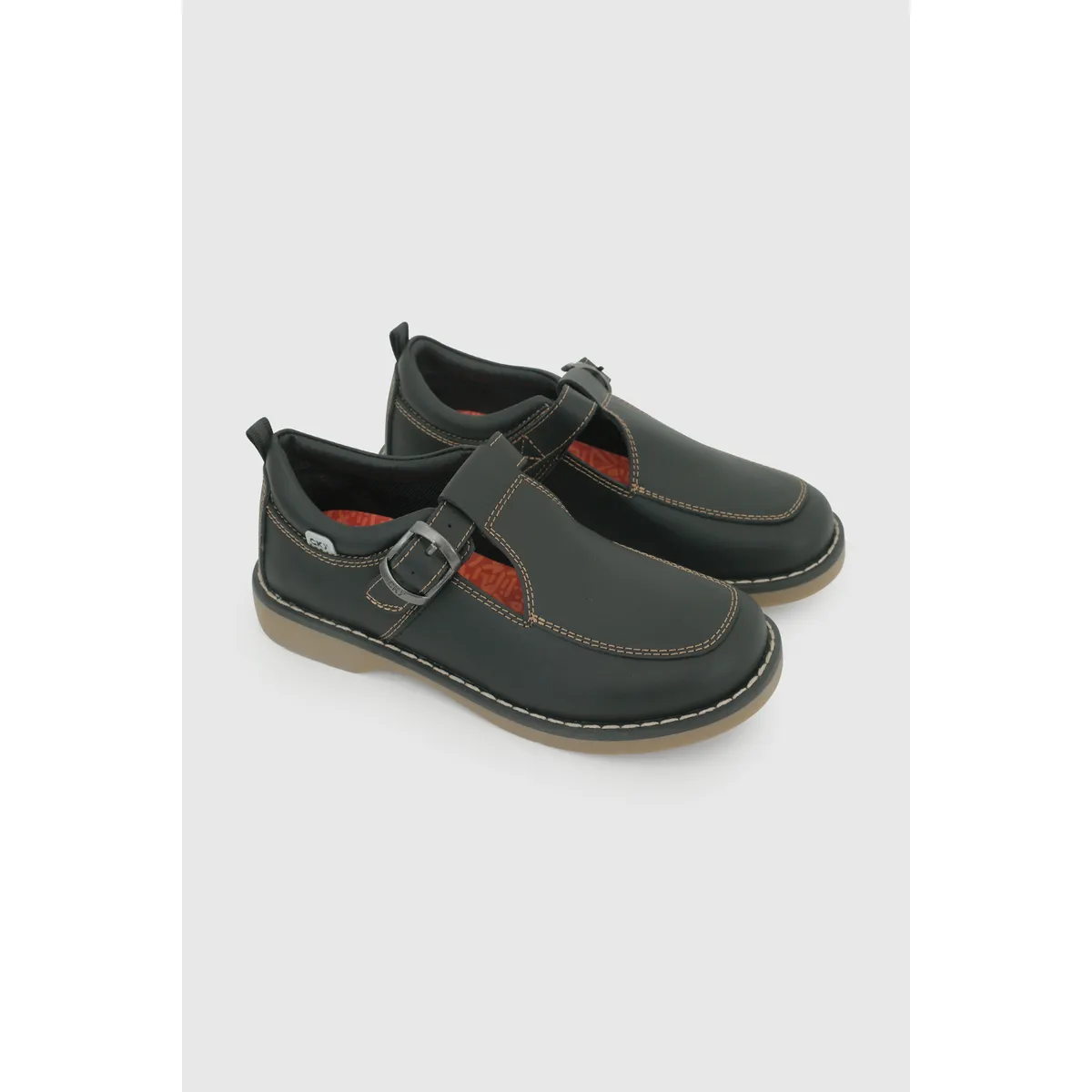 COLLOKY - Zapato Escolar Negro con Hebilla y Piezas Reflectantes