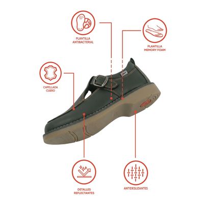 Imagen 2 del producto Zapato Escolar Negro con Hebilla y Piezas Reflectantes