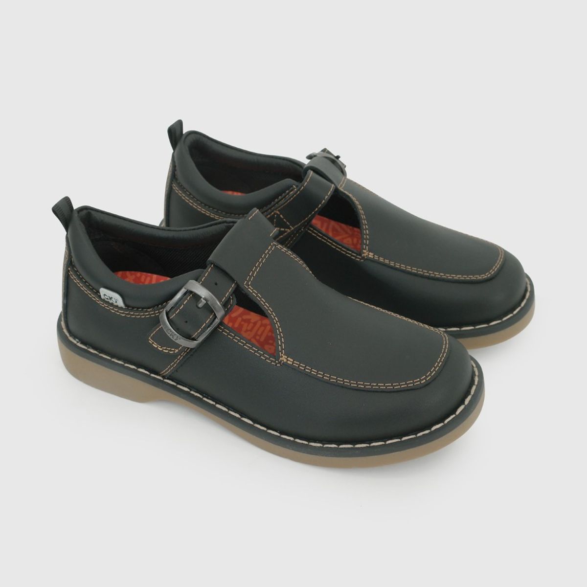 COLLOKY - Zapato Escolar Negro con Hebilla y Piezas Reflectantes