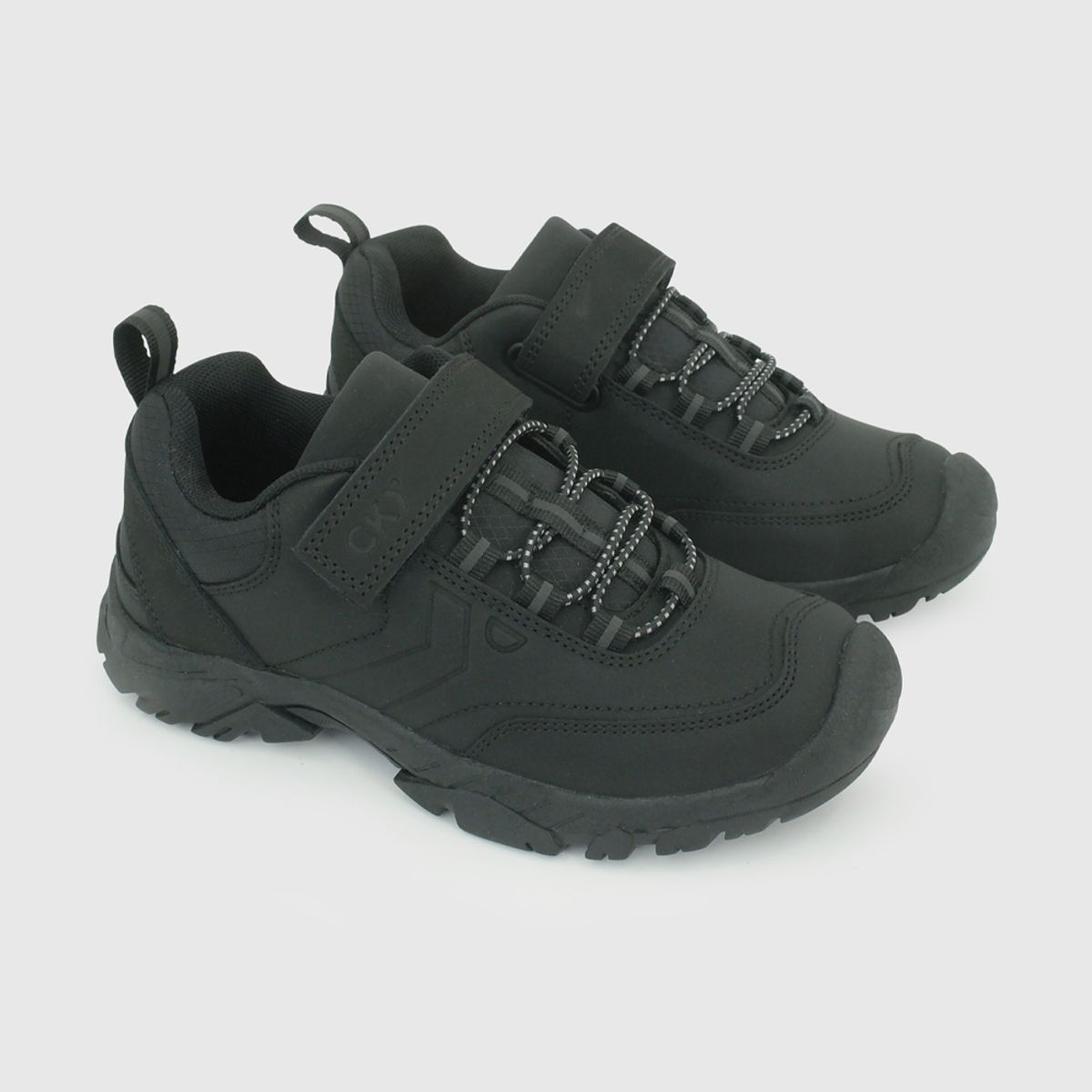 COLLOKY - Zapato Escolar Negro con Velcro Elástico y Piezas Reflectantes