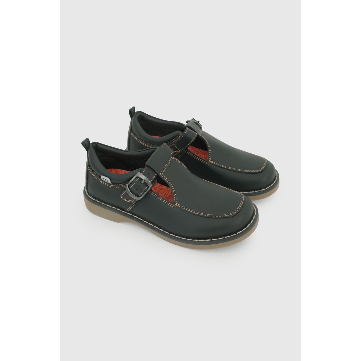 COLLOKY - Zapato Escolar Negro con Hebilla y Piezas Reflectantes