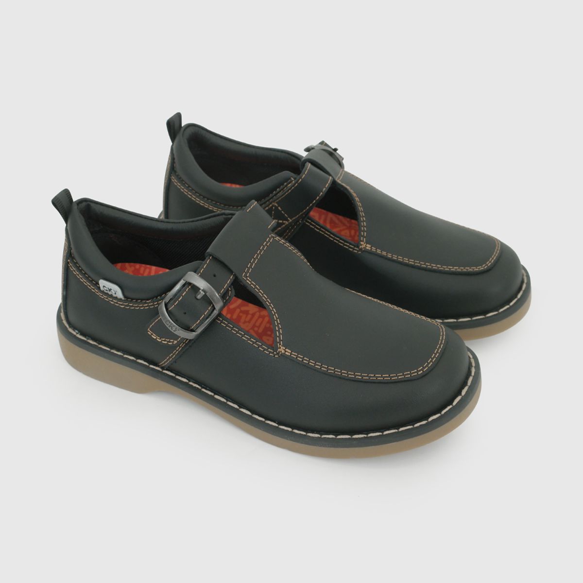 COLLOKY - Zapato Escolar Negro con Hebilla y Piezas Reflectantes