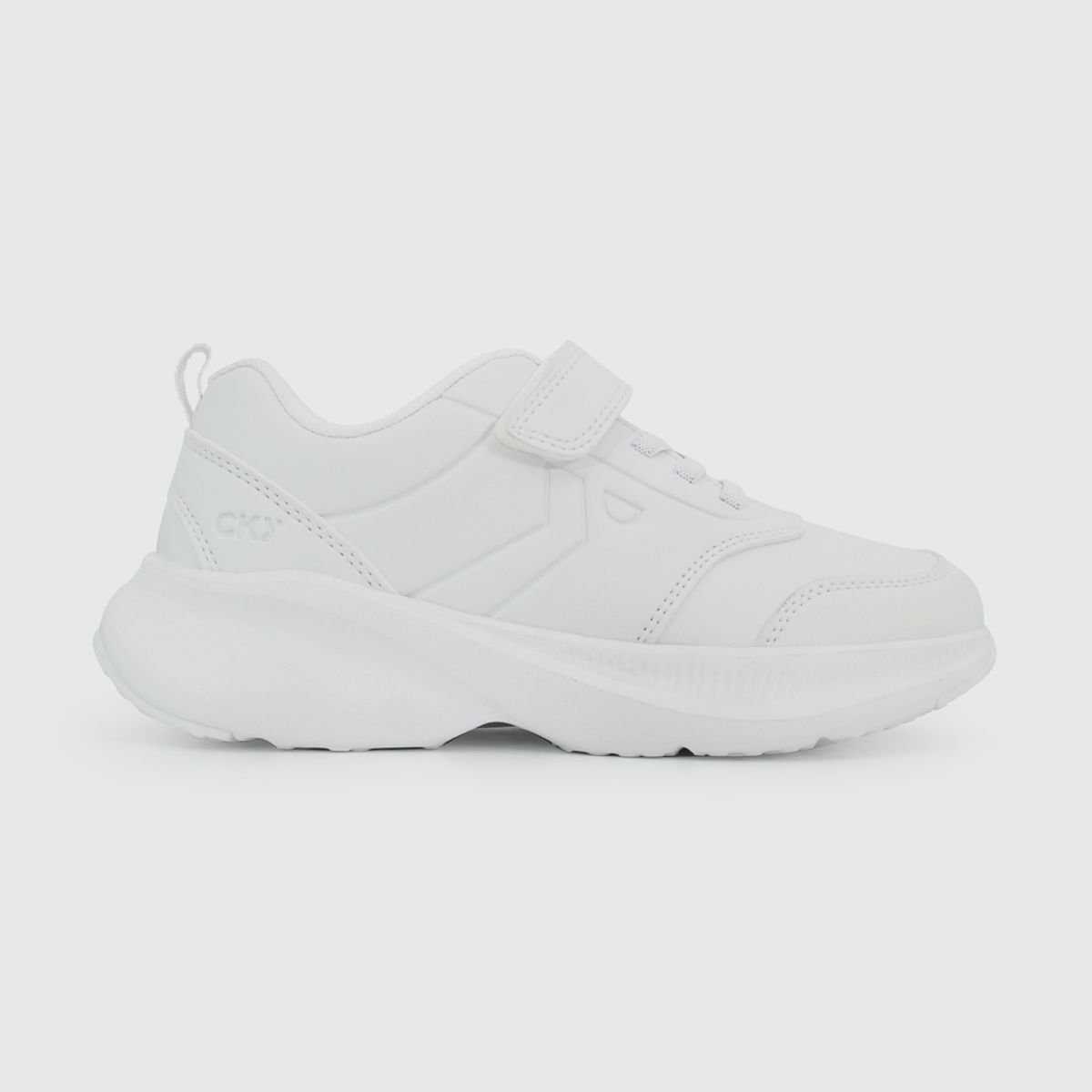 COLLOKY - Zapatilla Escolar Deportiva Unisex Blanca con Velcro Elástico