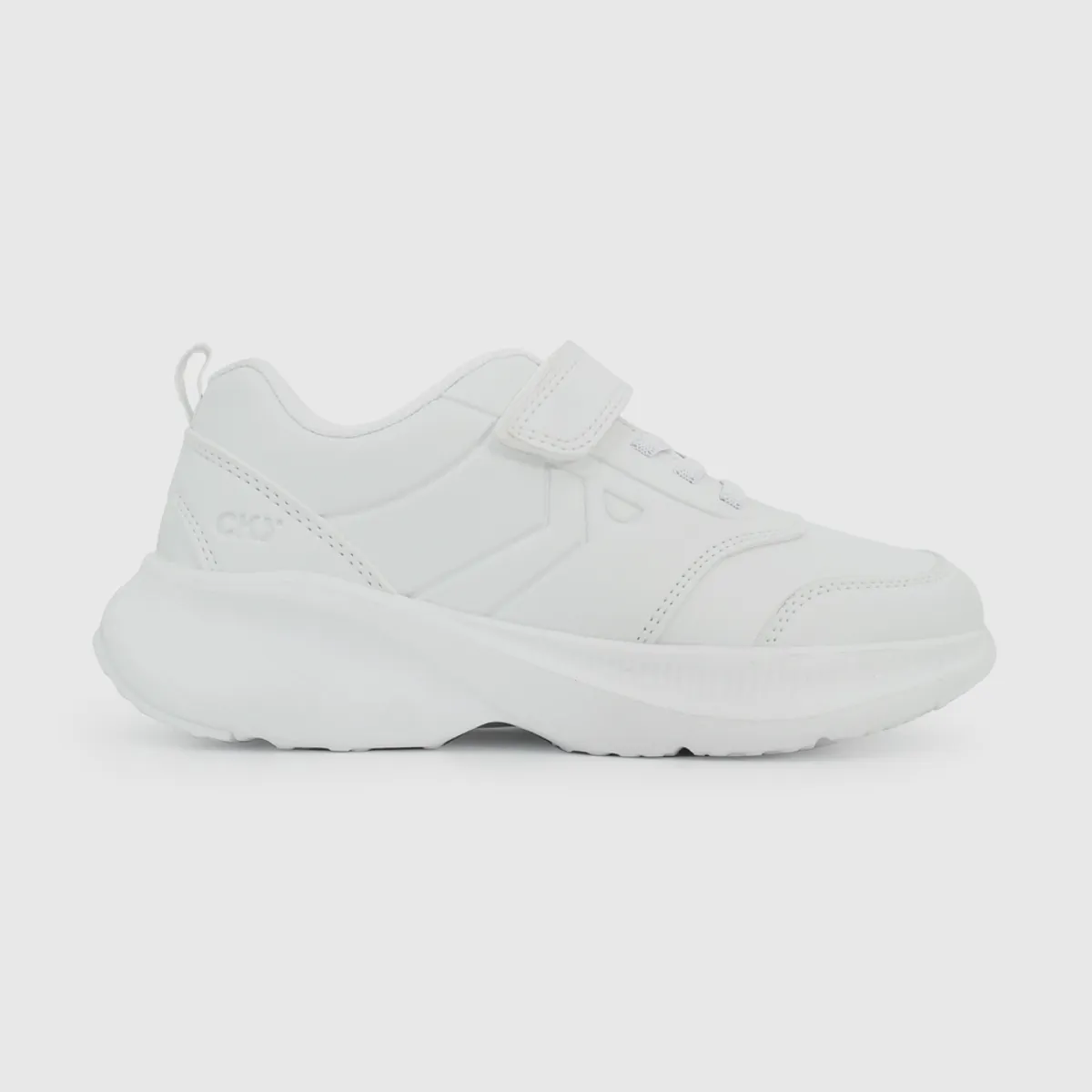 COLLOKY - Zapatilla Escolar Deportiva Unisex Blanca con Velcro Elástico