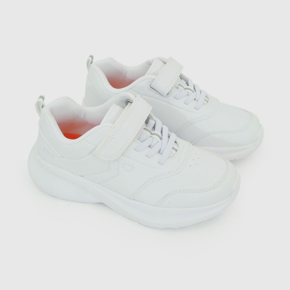 COLLOKY - Zapatilla Escolar Deportiva Unisex Blanca con Velcro Elástico