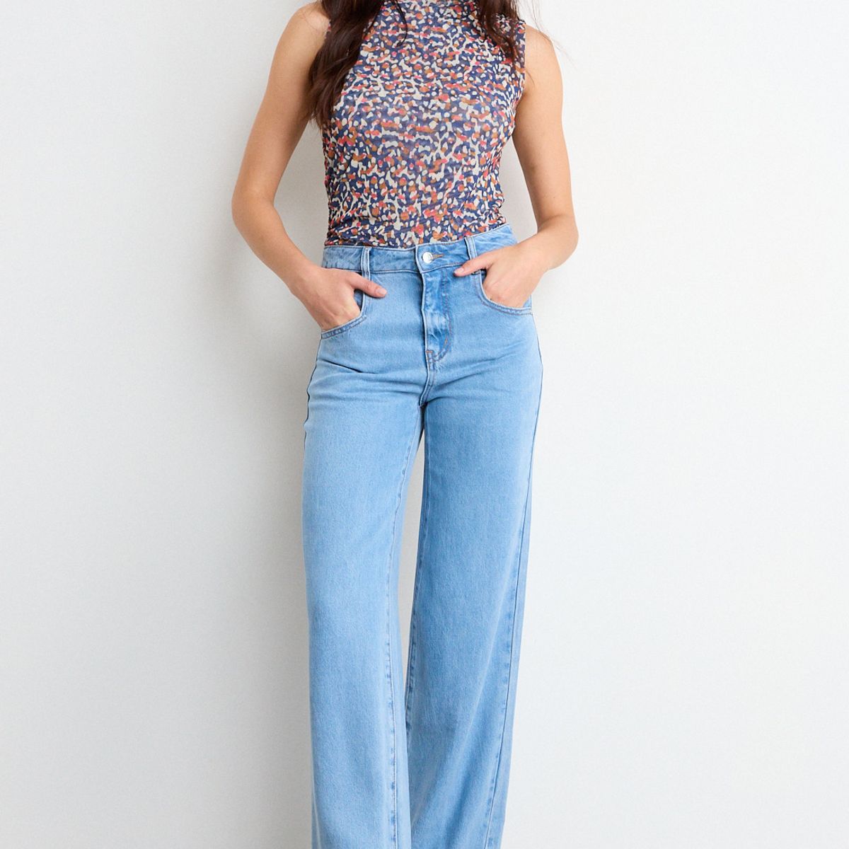 IO - Jeans Liso Mujer Celeste Io