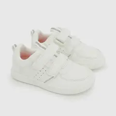 COLLOKY - Zapatilla Escolar Blanca con Velcros y Plantilla de Memory Foam