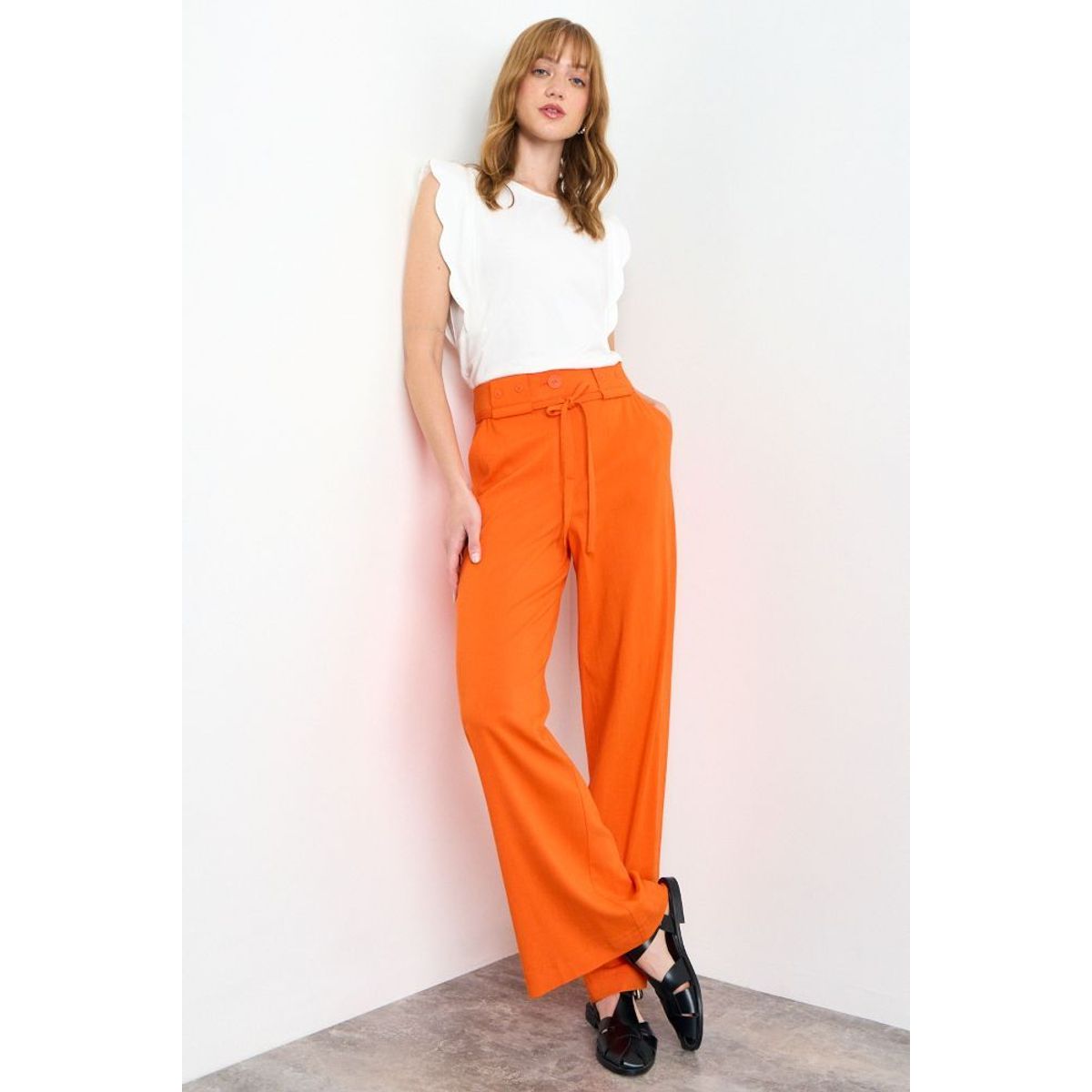 IO - Pantalon Liso Mujer Naranjo Io