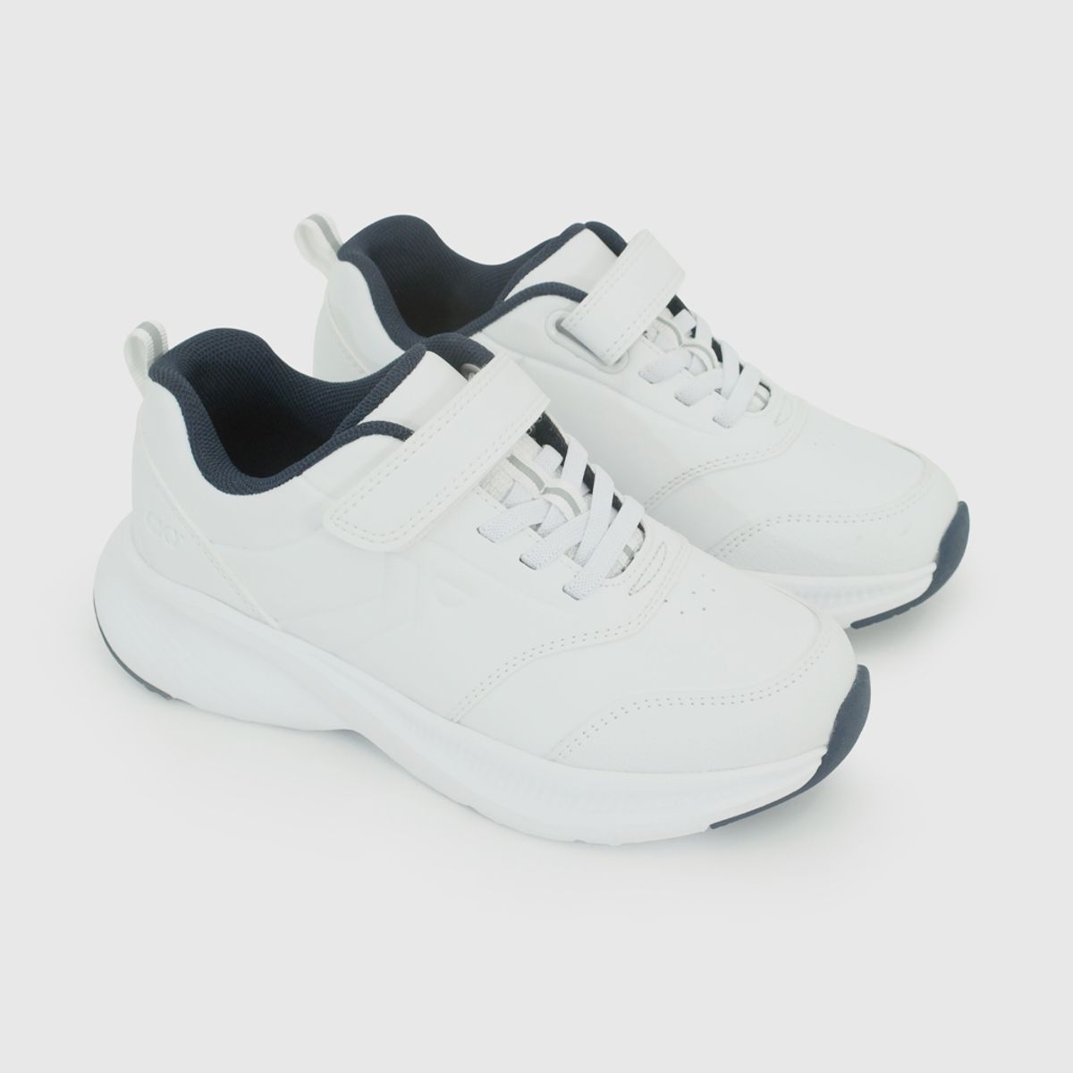 COLLOKY - Zapatilla Escolar Deportiva Blanca con Velcro Elástico