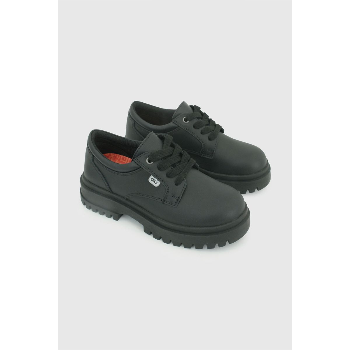 COLLOKY - Zapato Escolar Negro con Cordones y Piezas Reflectantes