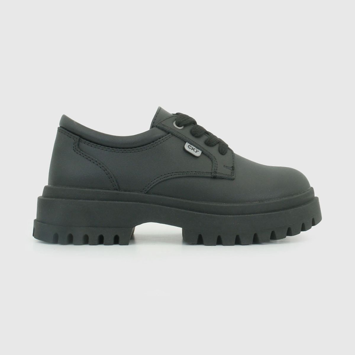 COLLOKY - Zapato Escolar Negro con Cordones y Piezas Reflectantes