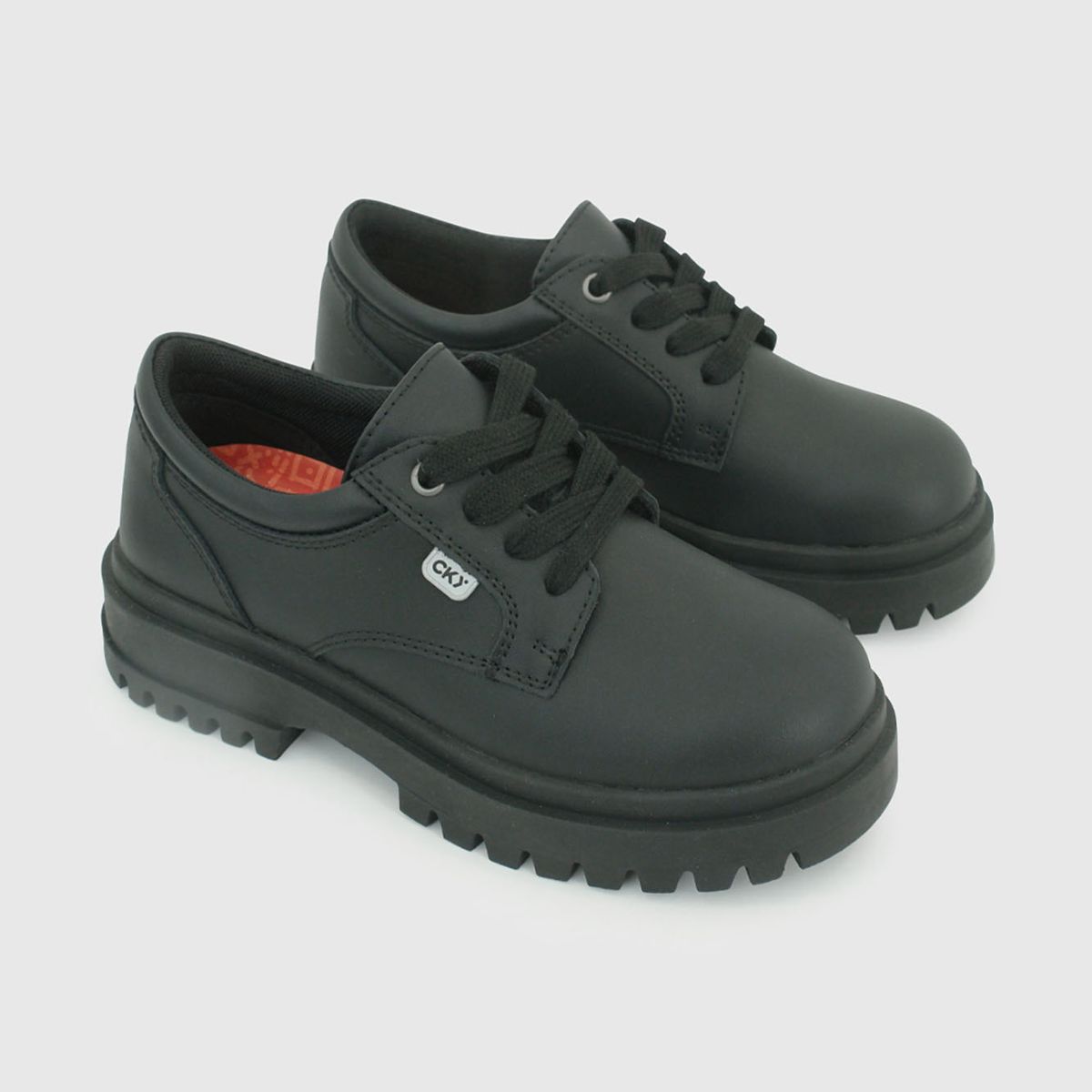 COLLOKY - Zapato Escolar Negro con Cordones y Piezas Reflectantes
