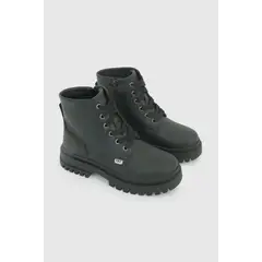 COLLOKY - Botín Escolar Negro con Cordones y Plantilla de Cuero con Memory Foam