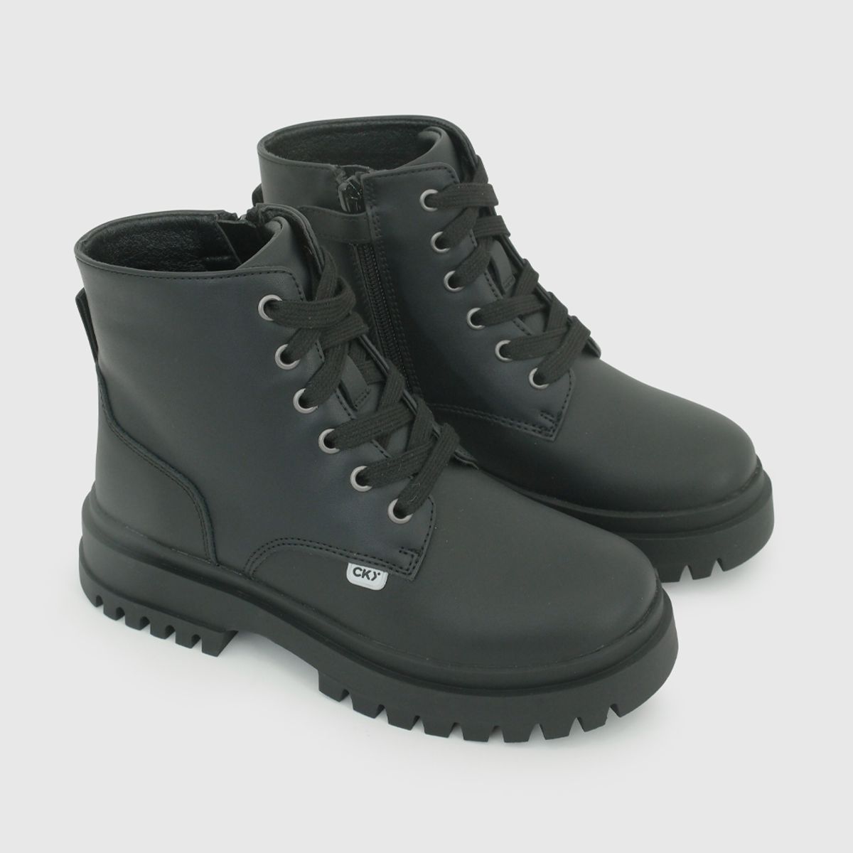 COLLOKY - Botín Escolar Negro con Cordones y Plantilla de Cuero con Memory Foam