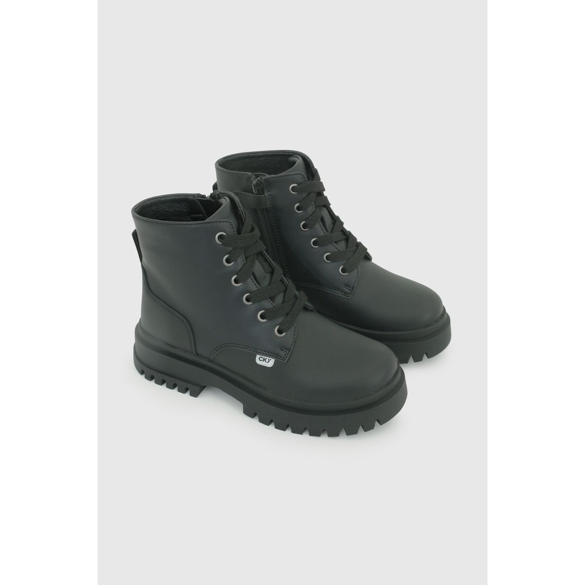 COLLOKY - Botín Escolar Negro con Cordones y Plantilla de Cuero con Memory Foam