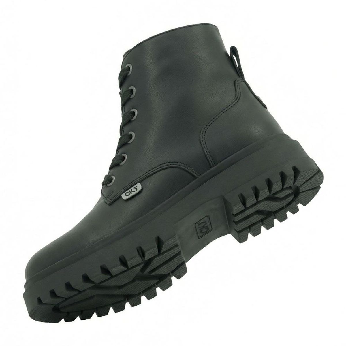 COLLOKY - Botín Escolar Negro con Cordones y Plantilla de Cuero con Memory Foam