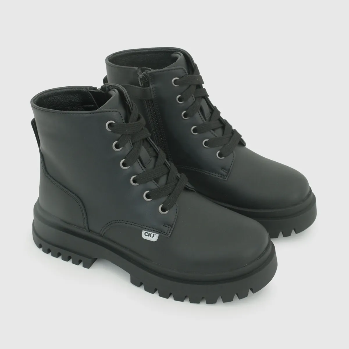 COLLOKY - Botín Escolar Negro con Cordones y Plantilla de Cuero con Memory Foam
