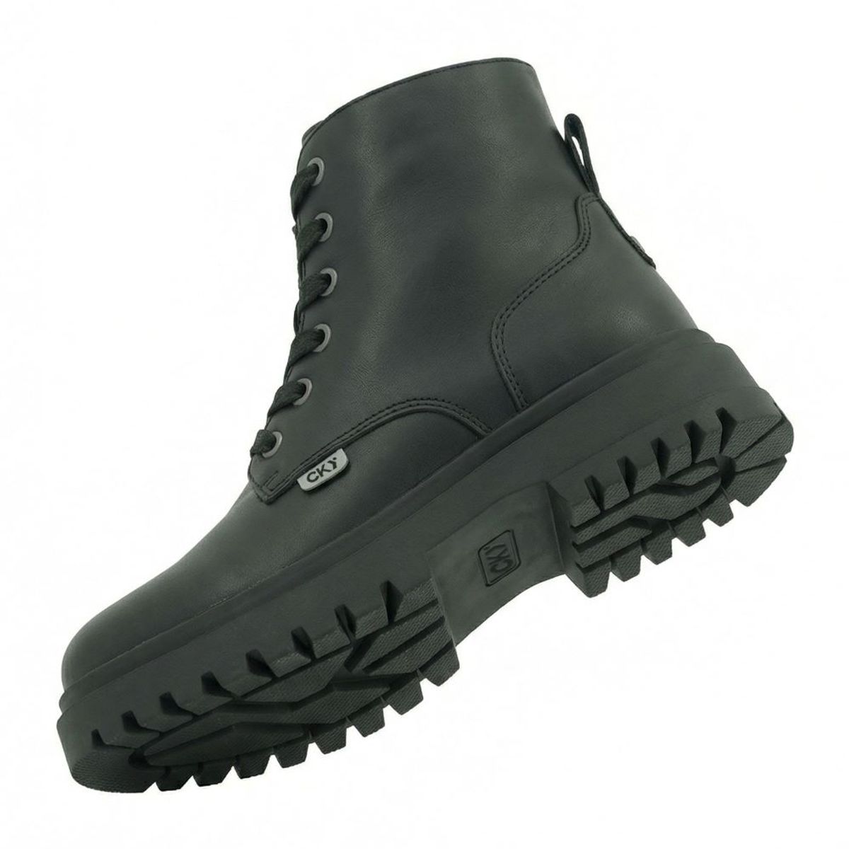 COLLOKY - Botín Escolar Negro con Cordones y Plantilla de Cuero con Memory Foam