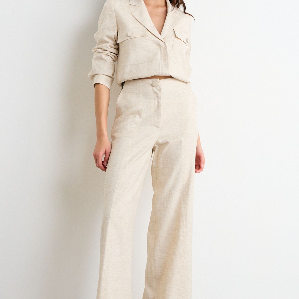 IO - Pantalon Liso Mujer Beige Io