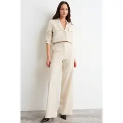 IO - Pantalon Liso Mujer Beige