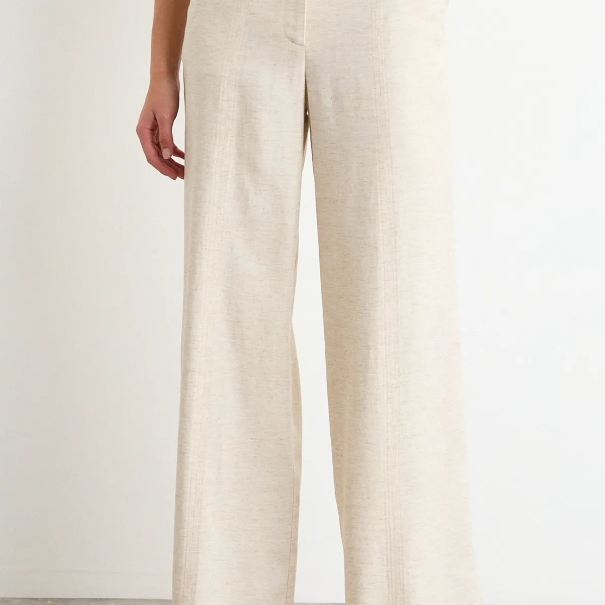 IO - Pantalon Liso Mujer Beige Io