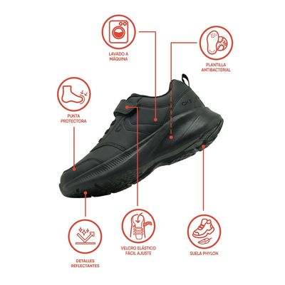 Imagen 2 del producto Zapatilla Escolar Negra con Velcro Elástico y Suela Phylon